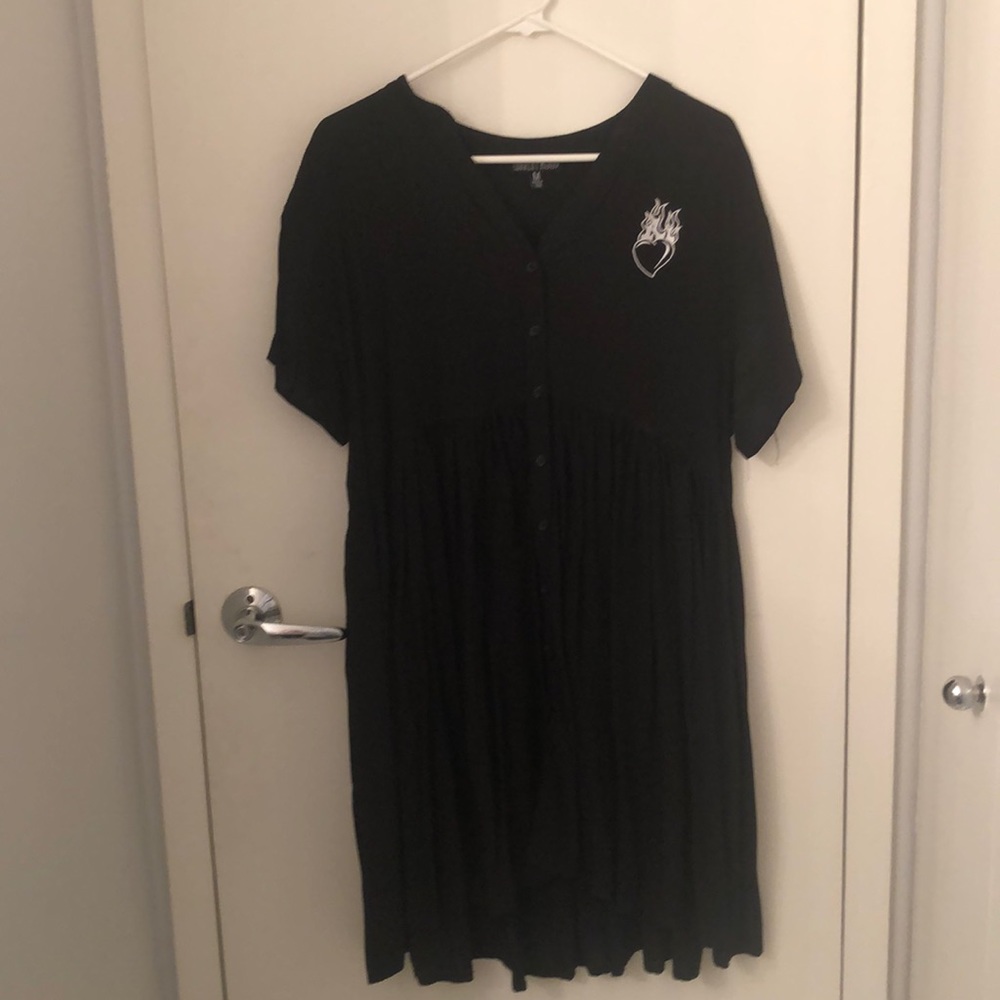 Black flowy button down dress